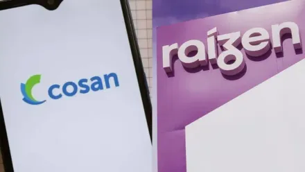 Logotipos da Cosan e da Raízen em imagem institucional do setor de energia