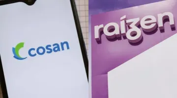 Logotipos da Cosan e da Raízen em imagem institucional do setor de energia