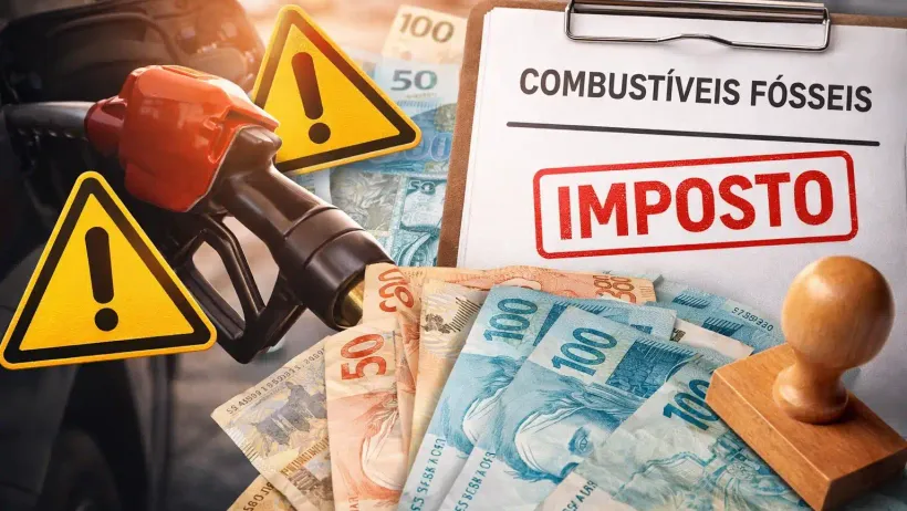 Imagem ilustra imposto seletivo sobre combustíveis fósseis no Brasil