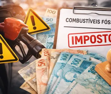 Imagem ilustra imposto seletivo sobre combustíveis fósseis no Brasil