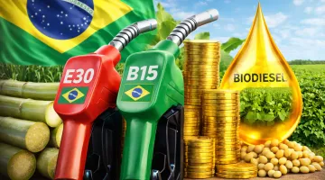 Ilustração mostra gasolina E30 e diesel B15 com biocombustíveis no Brasil