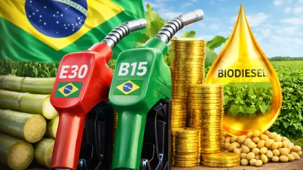 Ilustração mostra gasolina E30 e diesel B15 com biocombustíveis no Brasil