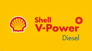 Combustível Shell V-Power Diesel em fundo amarelo